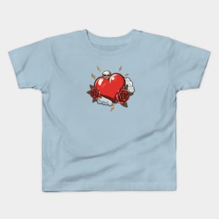 Heart with rose and skull Kids T-Shirt